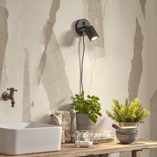 GOOD & MOJO Java wandlamp, stekker, 1-lamp, zwart