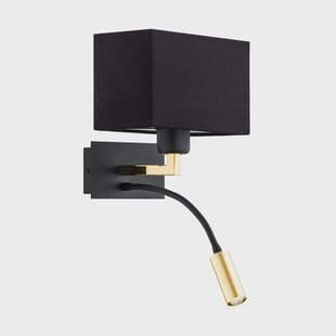 Euluna Wandlamp Harry, hoekig, zwart/messing/zwart