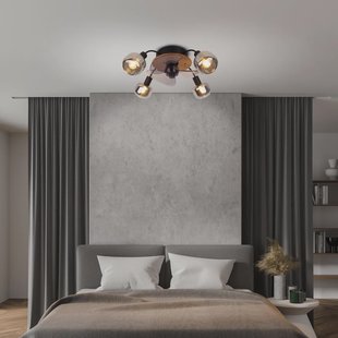 Näve Plafondventilator Fumoso, 4 E14 rookglas-armaturen