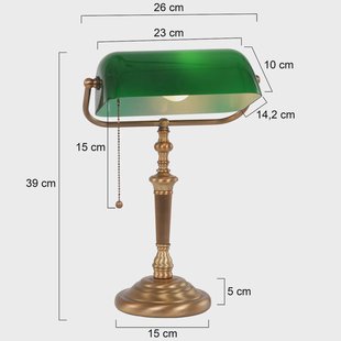 Steinhauer Bureaulamp Ancilla, glazen kap, brons/groen