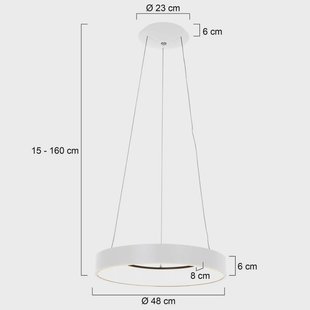 Steinhauer LED hanglamp Ringlede, Ø 48 cm wit