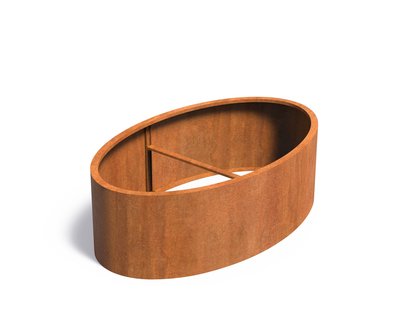 Cortenstaal plantenbak Ellipse zonder bodem 200x120x60cm.