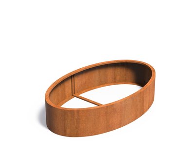 Cortenstaal plantenbak Ellipse zonder bodem 200x120x40cm.