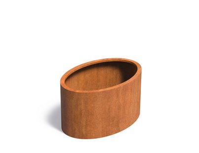 Cortenstaal plantenbak Ellipse zonder bodem 120x80x60cm.