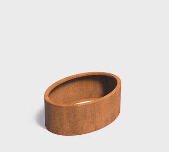 Cortenstaal plantenbak Ellipse zonder bodem 120x80x40cm.
