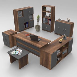 Set van bureau met bijzettafel en opbergkasten Robbie | Kalune Design