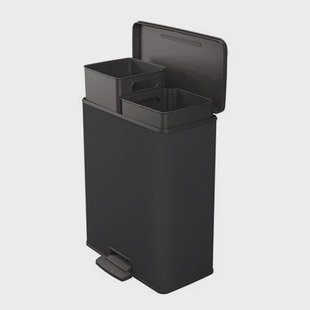Curver Decobin Duo Prullenbak - 26L+26L - Rechthoekig - Zwart