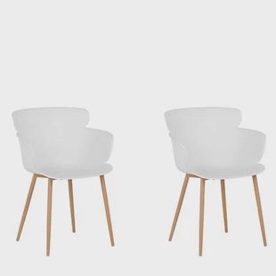 Beliani - SUMKLEY - Eetkamerstoel - Wit - Synthetisch materiaal