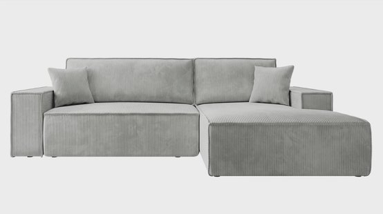 Hoekbank Galine New rechts ribstof met slaapfunctie | NADUVI Collection