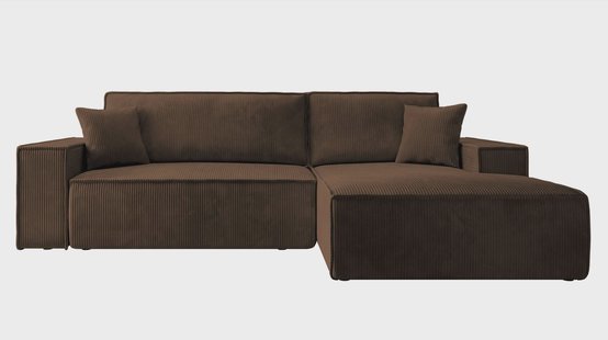 Hoekbank Galine New rechts ribstof met slaapfunctie | NADUVI Collection