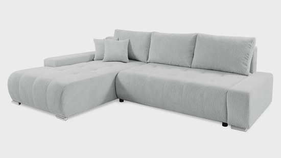 Hoekbank Olivia links ribstof met slaapfunctie | NADUVI Collection