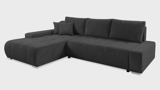 Hoekbank Olivia links ribstof met slaapfunctie | NADUVI Collection