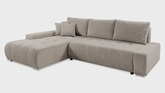 Hoekbank Olivia links ribstof met slaapfunctie | NADUVI Collection Hoekbank Olivia links ribstof met slaapfunctie | NADUVI Collection