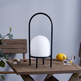 Lindby Eleia LED terraslamp, zwart, metaal, oplaadbare batterij