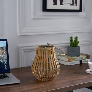 Lindby LED terraslamp Amaria, bamboe, Ø 18 cm