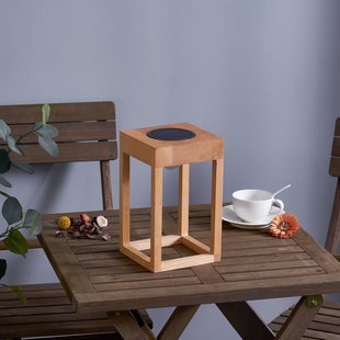 Lindby LED terraslamp Peransa, hout, 25 cm hoog