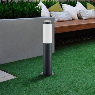 Lindby sokkellamp Statius, hoogte 45 cm, antraciet, roestvrij staal