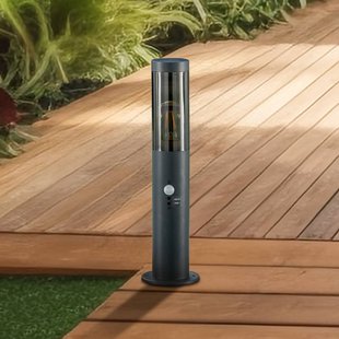 Lindby Statius sokkellamp, antraciet, ijzer, sensor, 45 cm