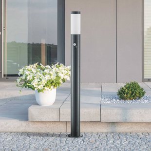 Lindby Statius tuinpadverlichting, antraciet/opaal, ijzer, 100 cm