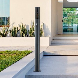 Lindby Statius tuinpadverlichting, antraciet, ijzer, sensor