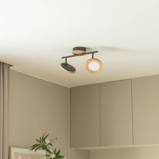 Lindby LED spot Manel, hout, 37 cm lang, 2-lamps