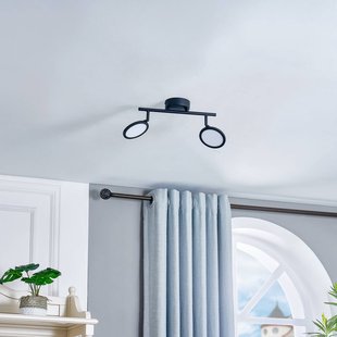 Lindby LED spot Manel, zwart, ijzer, 35 cm lang, 2-lamps.