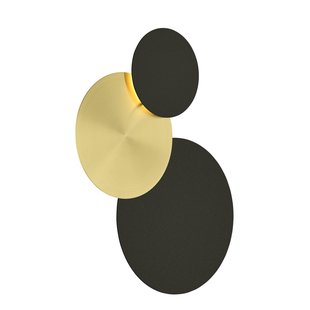 HELL LED wandlamp Tilda, rond 3-lamps, zwart/goud