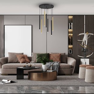 Eko-Light Hanglamp Monza, zwart/goud, 7-lamps