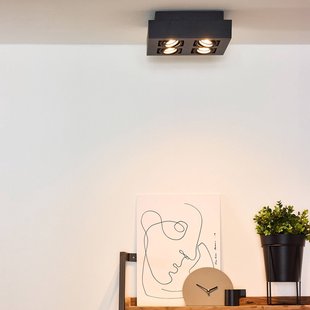 Lucide Plafondspot Xirax, 4-lamps, zwart