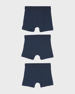 HEMA Kinder boxers basic stretch katoen - 3 stuks blauw (blauw)