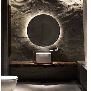 Badkamerspiegel Rond Martens & Meijer Miami Beach 100 cm Zwart Incl Indirecte Verlichting & Verwarming