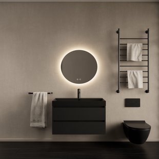 Badkamermeubelset Gliss Design Milan Met Lako Wastafel 60 cm Mat Zwart (Keuze Wastafel)