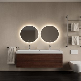 Badkamermeubelset Gliss Design Milan Met Lako Wastafel 140 cm Choco Eiken (Keuze Wastafel)