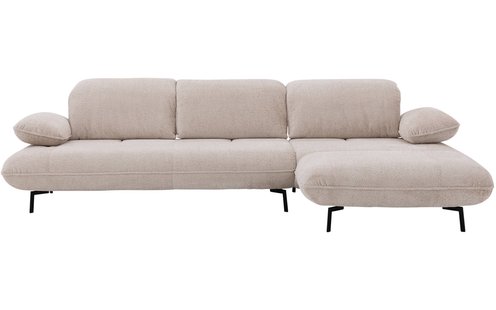 Goossens Excellent Bank Leandro beige, stof, 2,5-zits, modern design met chaise longue rechts