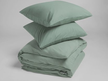 Yumeko Dekbedovertrek percal jade green 200x220 2/60x70 100% biologisch en fairtrade katoen, percal geweven Yumeko Dekbedovertrek percal jade green 200x220 + 2/60x70 100% biologisch en fairtrade katoen, percal geweven