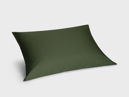 Yumeko Kussensloop katoen satijn dark olive 70x90 100% biologisch en fairtrade katoen, satijn geweven