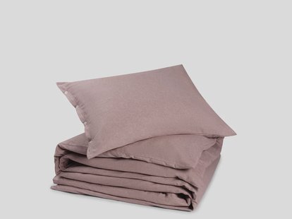 Yumeko Dekbedovertrek flanel mauve chambray 140x220 + 1/60x70 100% biologisch katoen, flanel (licht geborsteld)