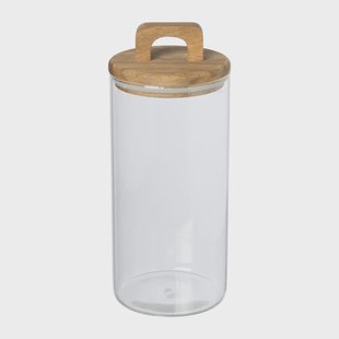 Voorraadpot met acacia deksel - ø10x24 cm