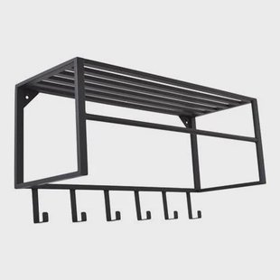 LOFT42 Kapstok Ary - Zwart - Metaal - 6 haken en Roede - 80x40x30