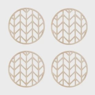 Krumble Pannenonderzetter met pijlen patroon - Beige - Set van 4