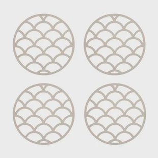 Krumble Pannenonderzetter met schubben patroon - Beige - Set van 4