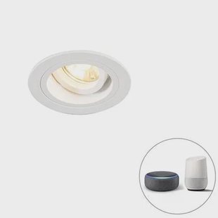 QAZQA Smart inbouwspot wit rond kantelbaar incl. Wifi GU10 - Chuck