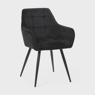 Eetkamerstoel velvet met armleuning - zwart - 87x56.5x43 cm