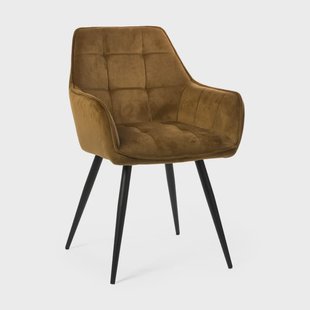 Eetkamerstoel velvet met armleuning - oker - 87x56.5x43 cm Eetkamerstoel velvet met armleuning - oker - 87x56.5x43 cm