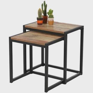 Urban Living Bijzettafels 2x - zwart - metaal - H45 en H40 cm