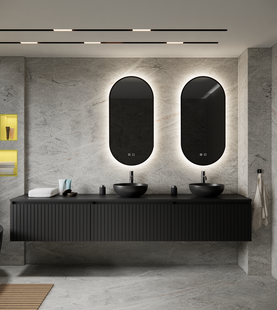 Badkamermeubelset BWS Linea | 240 cm | Mat Zwart