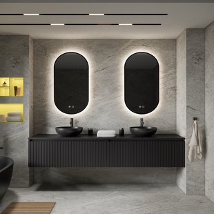 Badkamermeubelset BWS Linea | 200 cm | Mat Zwart