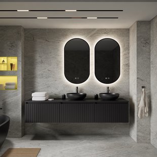 Badkamermeubelset BWS Linea | 180 cm | Mat Zwart