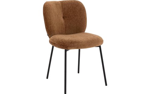 Goossens Basic Eetkamerstoel Eller bruin stof leuning, modern design