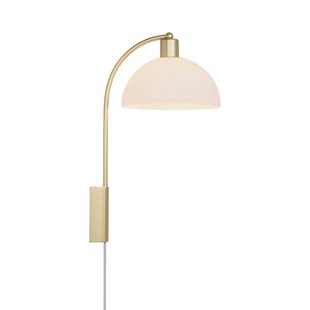 Nordlux Wandlamp Ellen 20 kabel + stekker, messing/wit